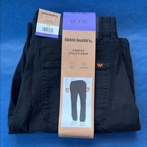 Eddie Bauer Black Canvas Utility Pants, Black, NWT